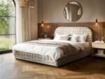 Alba Jacquard Pattern Ottoman Bed Beige Chenille