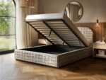 Alba Jacquard Pattern Ottoman Bed Beige Chenille