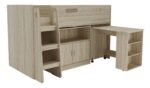 Storage Mid Sleeper with Desk and Cupboard - Oak Effect - Image 4