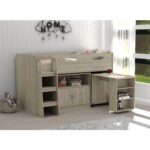 Storage Mid Sleeper with Desk and Cupboard - Oak Effect