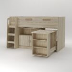 Storage Mid Sleeper with Desk and Cupboard - Oak Effect - Image 2