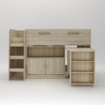 Storage Mid Sleeper with Desk and Cupboard - Oak Effect - Image 3