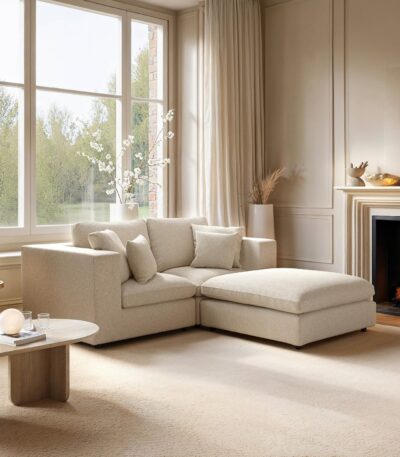 Asher 3 Seater Sofa with Footstool Boucle