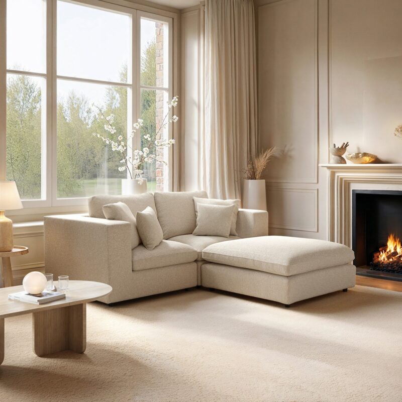 Asher 3 Seater Sofa with Footstool Boucle