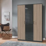 Bampton 3 Door 2 Drawer Wardrobe with Glass Door