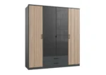 Bampton 4 Door 2 Drawer Wardrobe with Glass Doors