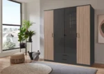 Bampton 4 Door 2 Drawer Wardrobe with Glass Doors