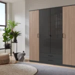 Bampton 4 Door 2 Drawer Wardrobe with Glass Doors