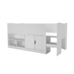 Storage Mid Sleeper with Cupboard and Shelves - White - Image 3