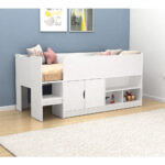 Storage Mid Sleeper with Cupboard and Shelves - White - Image 2
