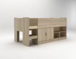 Storage Mid Sleeper with Cupboard and Shelves - Oak Effect