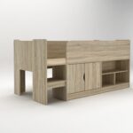 Storage Mid Sleeper with Cupboard and Shelves - Oak Effect