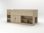 Storage Mid Sleeper with Cupboard and Shelves - Oak Effect - Image 3
