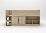 Storage Mid Sleeper with Cupboard and Shelves - Oak Effect - Image 4