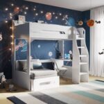 Cosmic Futon High Sleeper White - Charcoal Grey