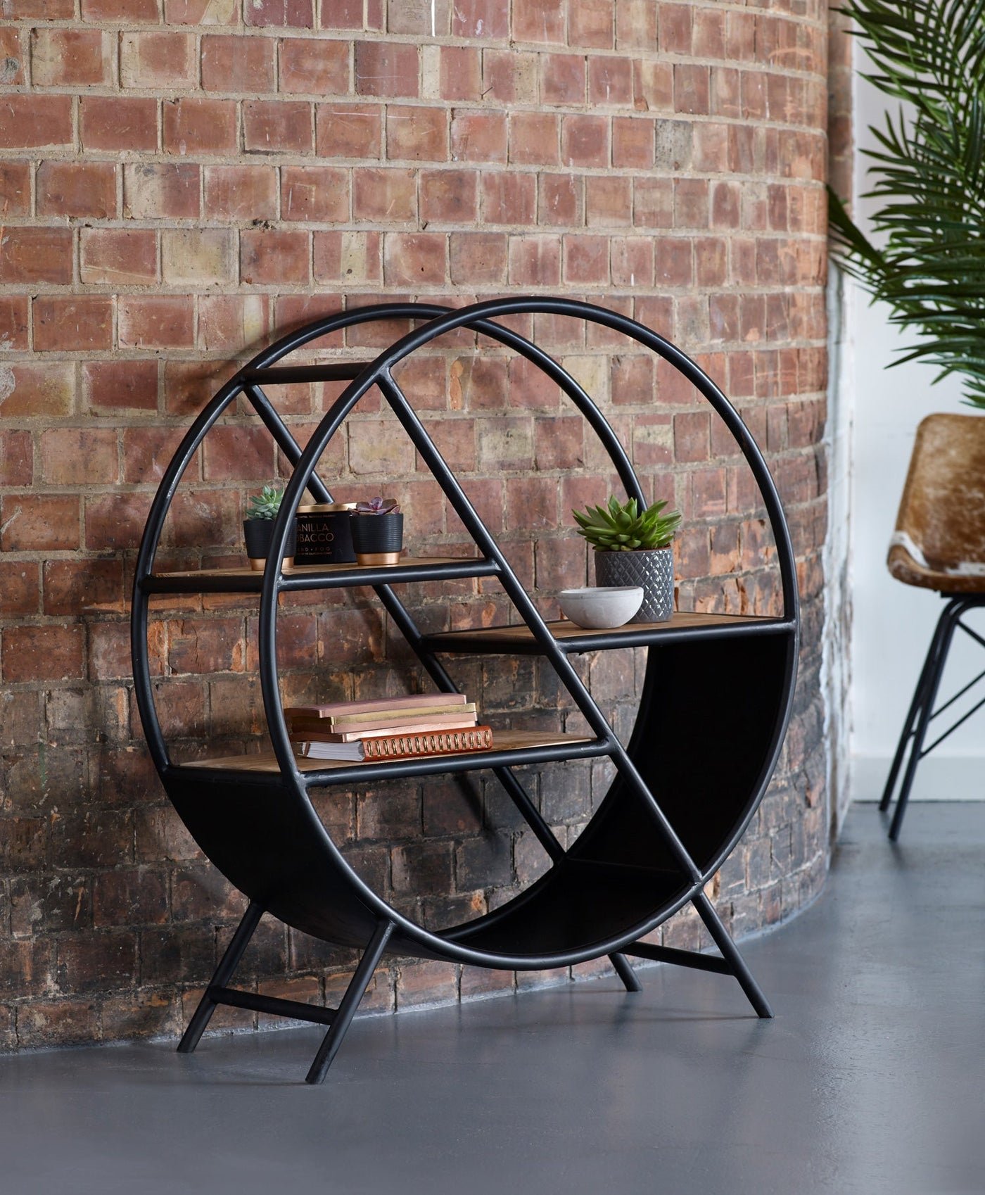 cosmo-industrial-round-open-bookcase-1 Cosmo Industrial Round Open Bookcase - Image 1