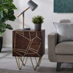 Dark Gold 2 Drawer Side Table