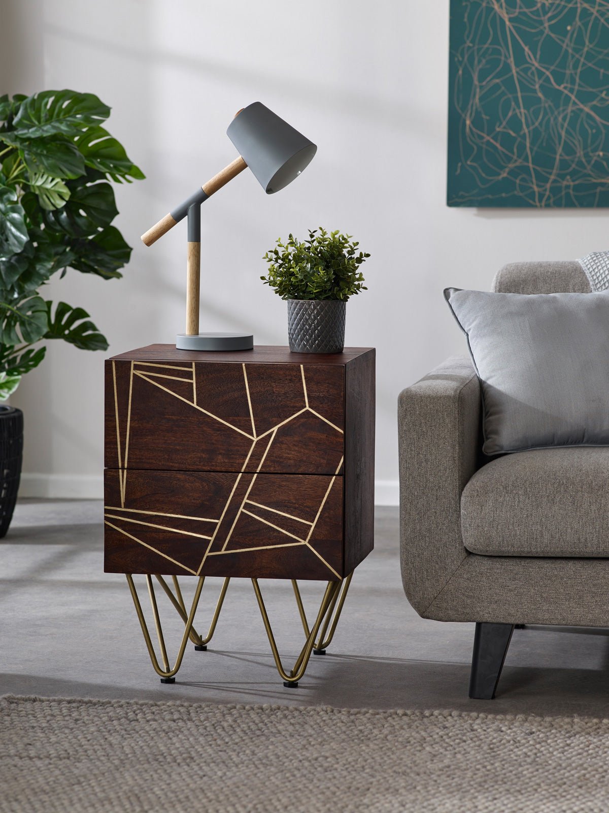 dark-gold-2-drawer-side-table-1 Dark Gold 2 Drawer Side Table - Image 1