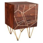 Dark Gold 2 Drawer Side Table - Image 4