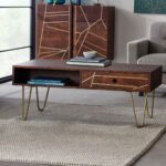 Dark Gold Rectangular Coffee Table with Drawer