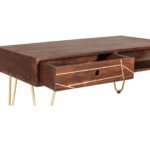 Dark Gold Rectangular Coffee Table with Drawer - Image 3