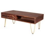 Dark Gold Rectangular Coffee Table with Drawer - Image 5