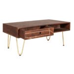 Dark Gold Rectangular Coffee Table with Drawer - Image 6