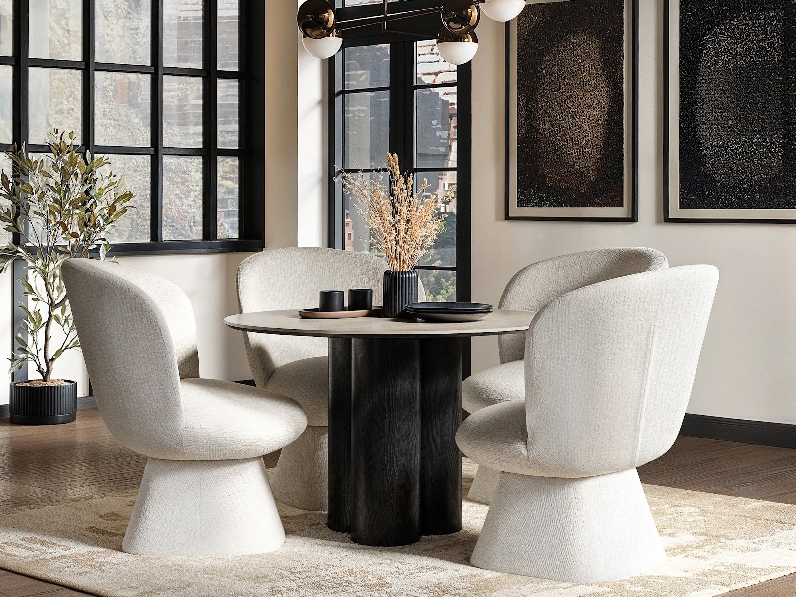 Deko Dining Table with 4 Aiko Chairs Set Deko Dining Table with 4 Aiko Chairs Set