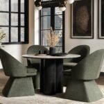 Deko Dining Table with 4 Aiko Green Chairs Set