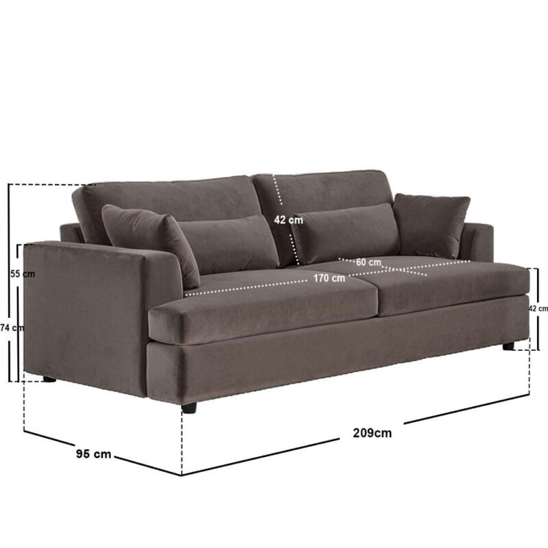 Drew 3 Seater Velvet Sofa