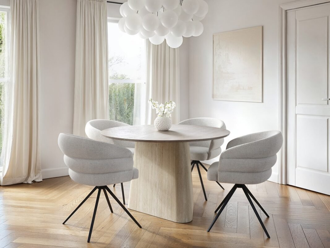 Elin Dining Table with 4 Eira Chairs Set