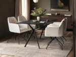 Emil Glass Dining Table with 4 Isla Chairs Set