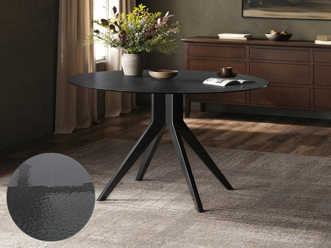 Emil Round Glass Dining Table with 4 Aiko Chairs Set