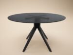 Emil Round Glass Dining Table with 4 Aiko Chairs Set
