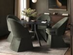 Emil Round Glass Dining Table with 4 Aiko Chairs Set