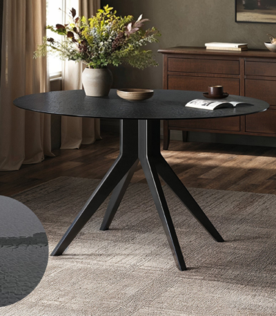 Emil Round Glass Dining Table with 4 Isla Chairs Set