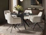 Emil Round Glass Dining Table with 4 Isla Chairs Set