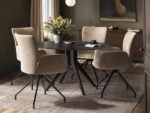 Emil Round Glass Dining Table with 4 Kora Chairs Set