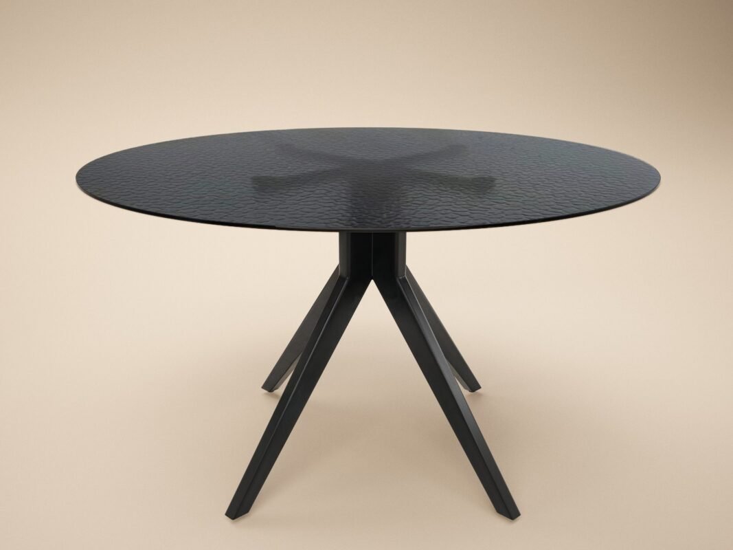 Emil Round Glass Dining Table with 4 Vito Chairs Set