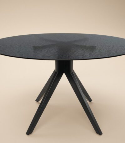 Emil Round Glass Dining Table with 4 Vito Chairs Set