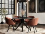Emil Round Glass Dining Table with 4 Vito Chairs Set