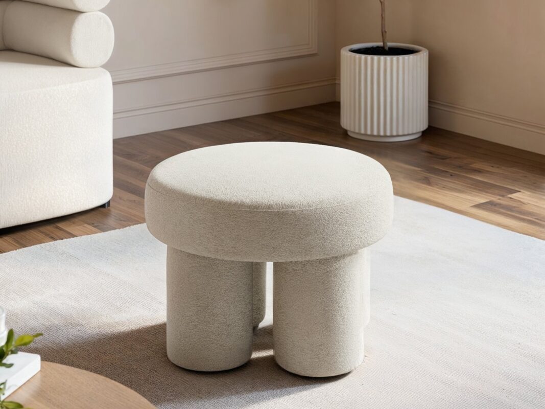 Ferro Pouffe Set Beige Fleece