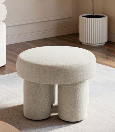 Ferro Pouffe Set Beige Fleece