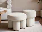 Ferro Pouffe Set Beige Fleece