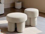 Ferro Pouffe Set Beige Fleece