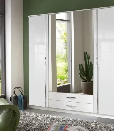 Glossop 4 Door Gloss White Wardrobe