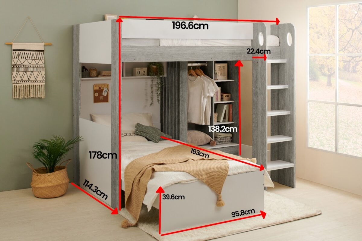 Hampton High Sleeper with Wardrobe