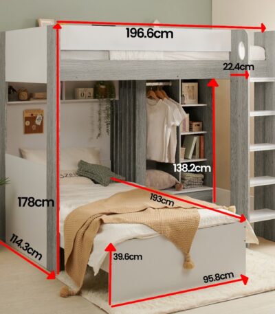 Hampton High Sleeper with Wardrobe