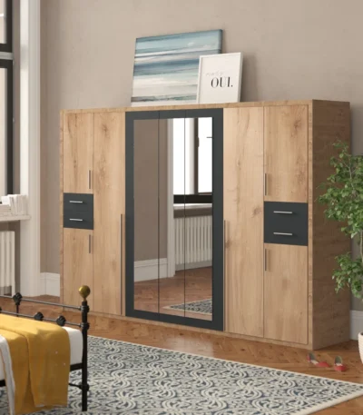 Hornsea 9 Door Wardrobe with Mirrors and Drawers