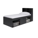 Low Single 3ft Cabin Bed with Bookcase Headboard - Black